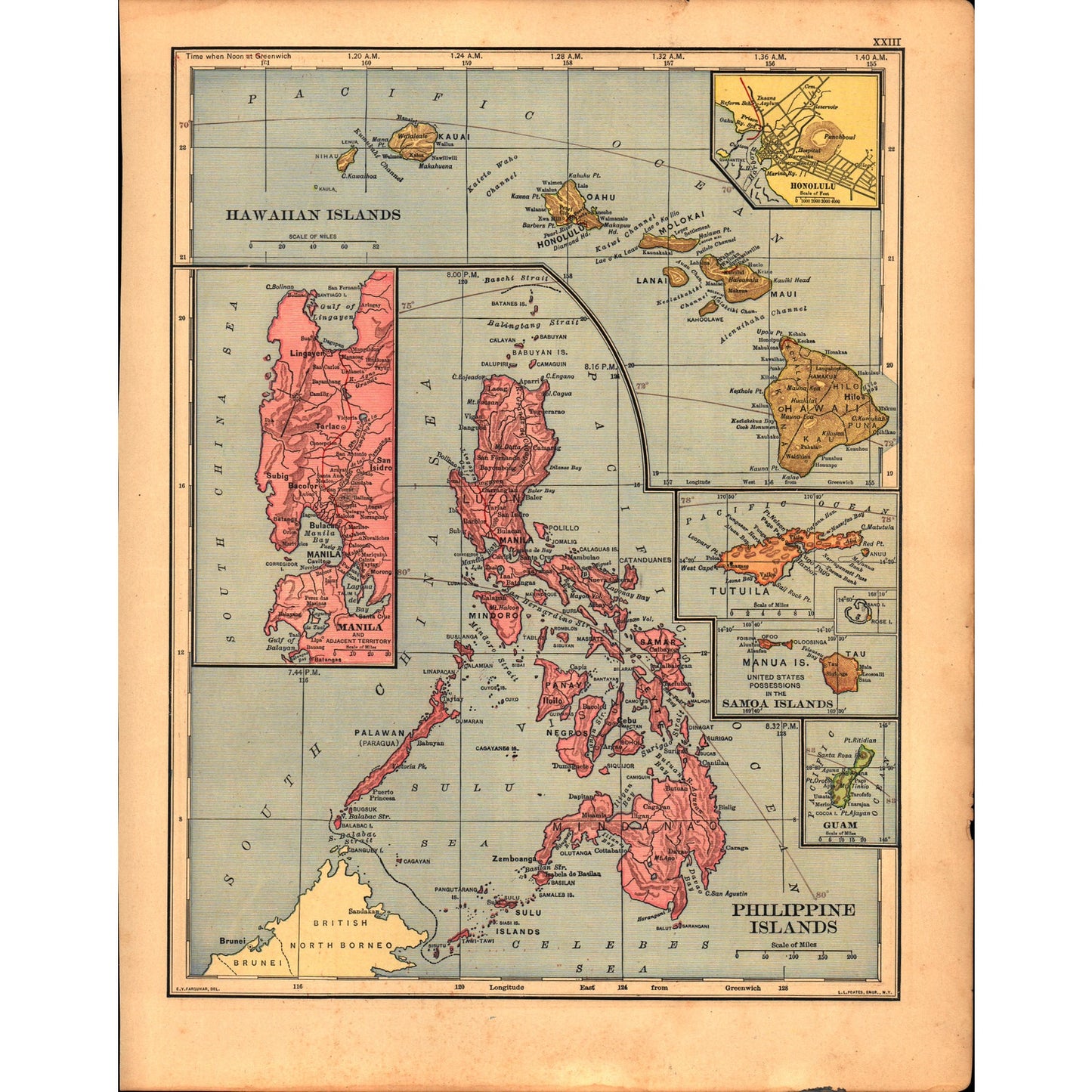 Philippine Islands, Cuba & Puerto Rico Double Sided 1901 Map V14-1