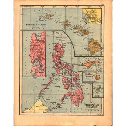 Philippine Islands, Cuba & Puerto Rico Double Sided 1901 Map V14-1