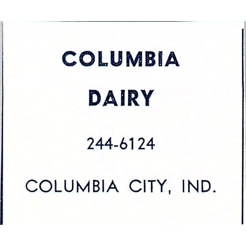 Columbia Dairy Columbia City Indiana 1964 Ad AG1-S17