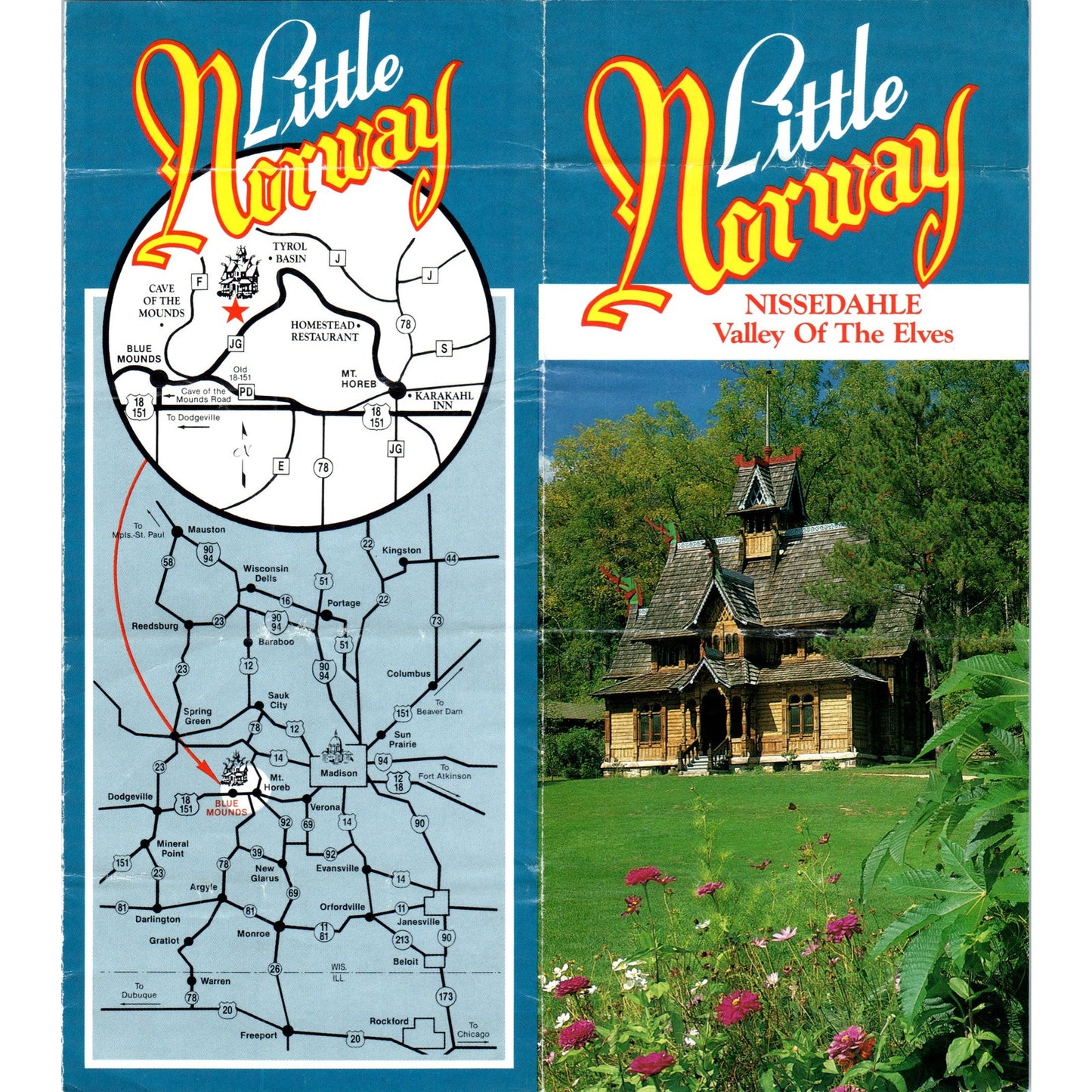Vtg Little Norway Nissedahle Valley of the Elves Fold Out Travel Brochure H5-5