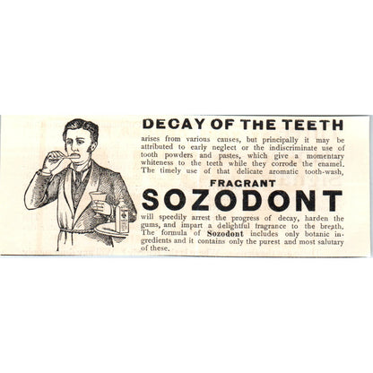 Fragrant Sozodont for Tooth Decay Dentistry c1890 Victorian ad AE8-CH3