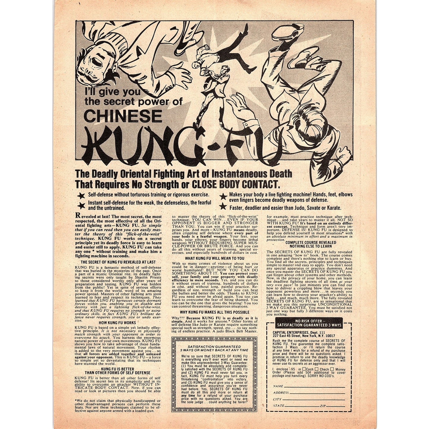 Secret Power of Chinese Kung-Fu Capital Enterprises New York 1974 Ad AG1-10