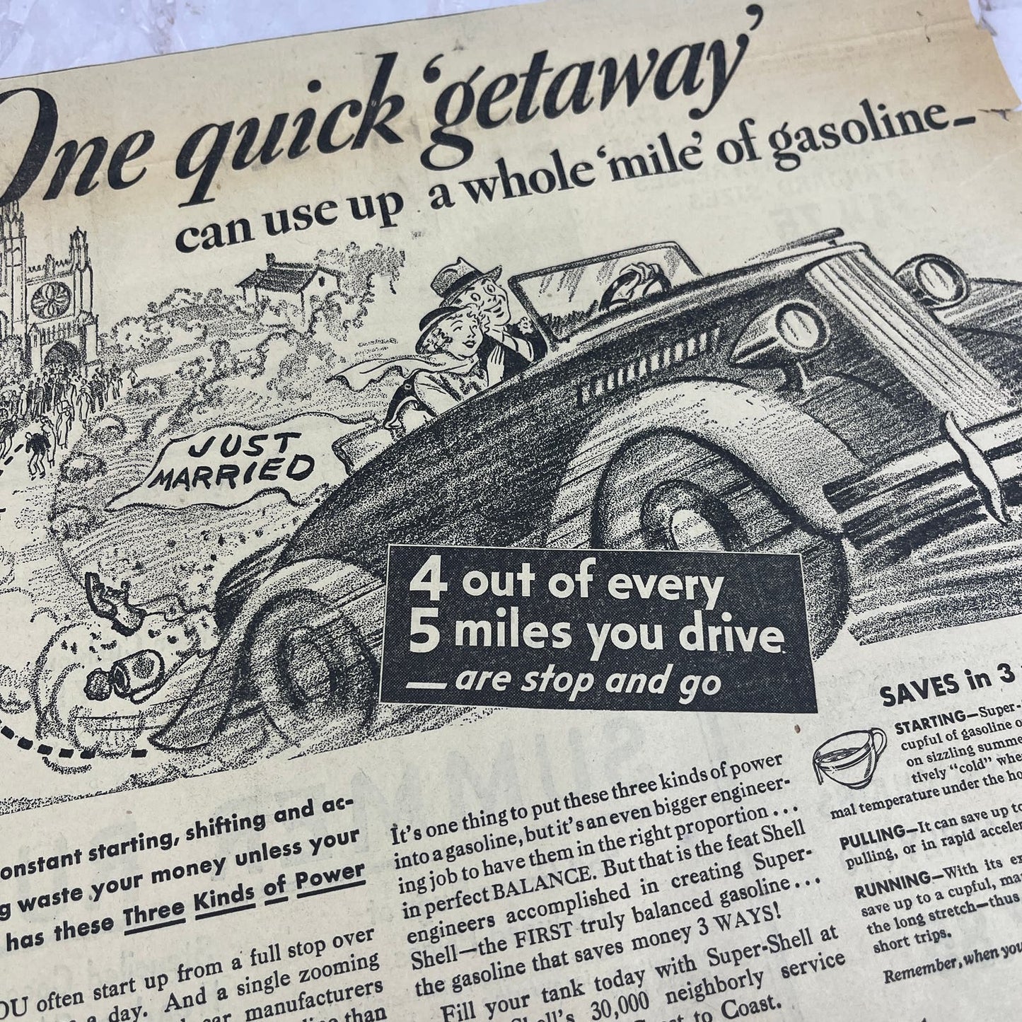 Super-Shell Shell Gasoline 12x12" 1935 Minneapolis Journal Advertisement FL6-8