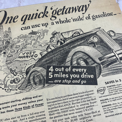 Super-Shell Shell Gasoline 12x12" 1935 Minneapolis Journal Advertisement FL6-8