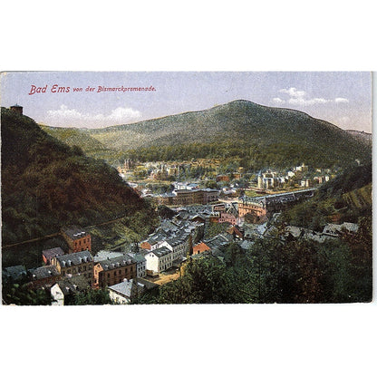 Bad Ems Von Der Bismarckpromenade German Antique Postcard PE9