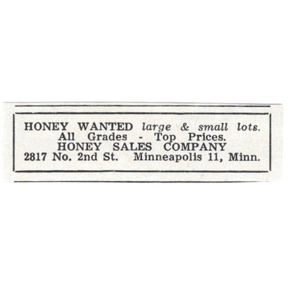 Honey Sales Company Minneapolis MN 1961 Magazine Ad AK6-S13