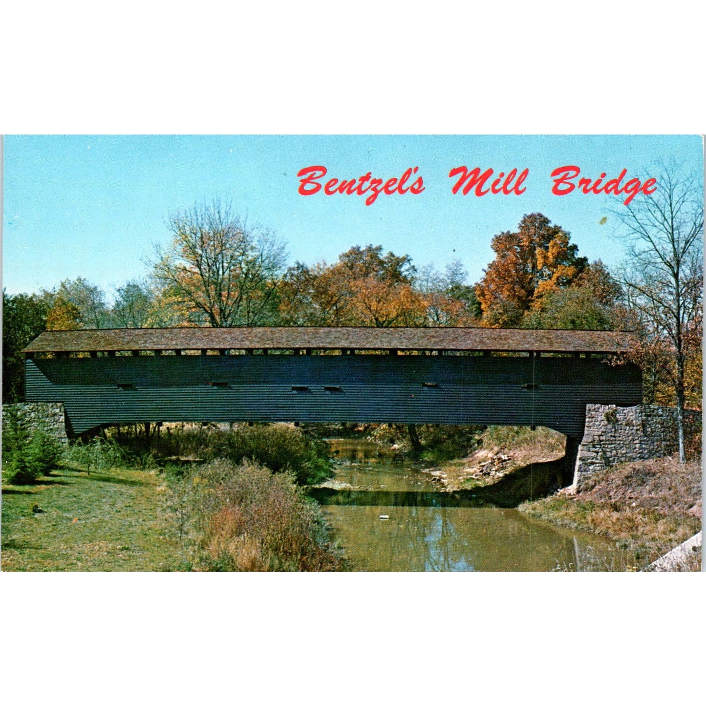 Bentzel's Mill Bridge York PA Vintage Covered Bridge Postcard PD6