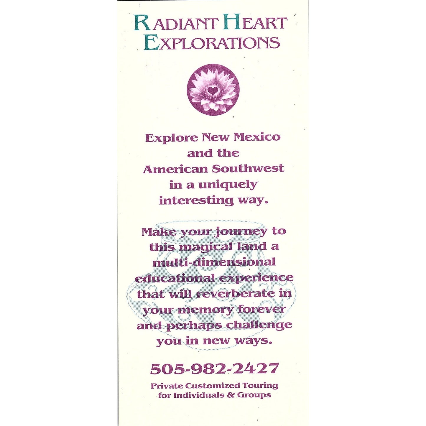Radiant Heart Explorations Santa Fe NM Vintage Tourist Travel Leaflet TH2-TB1