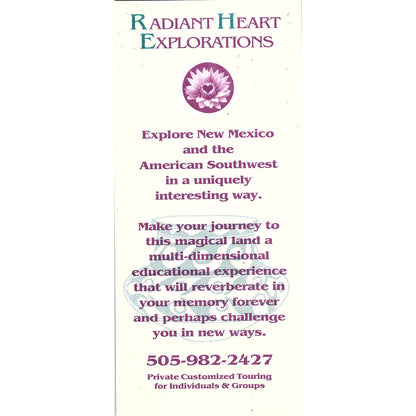 Radiant Heart Explorations Santa Fe NM Vintage Tourist Travel Leaflet TH2-TB1