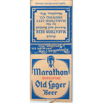 Marathon Beer Marathon City Brewing Co WI Vintage Matchbook Cover SF4-Y3