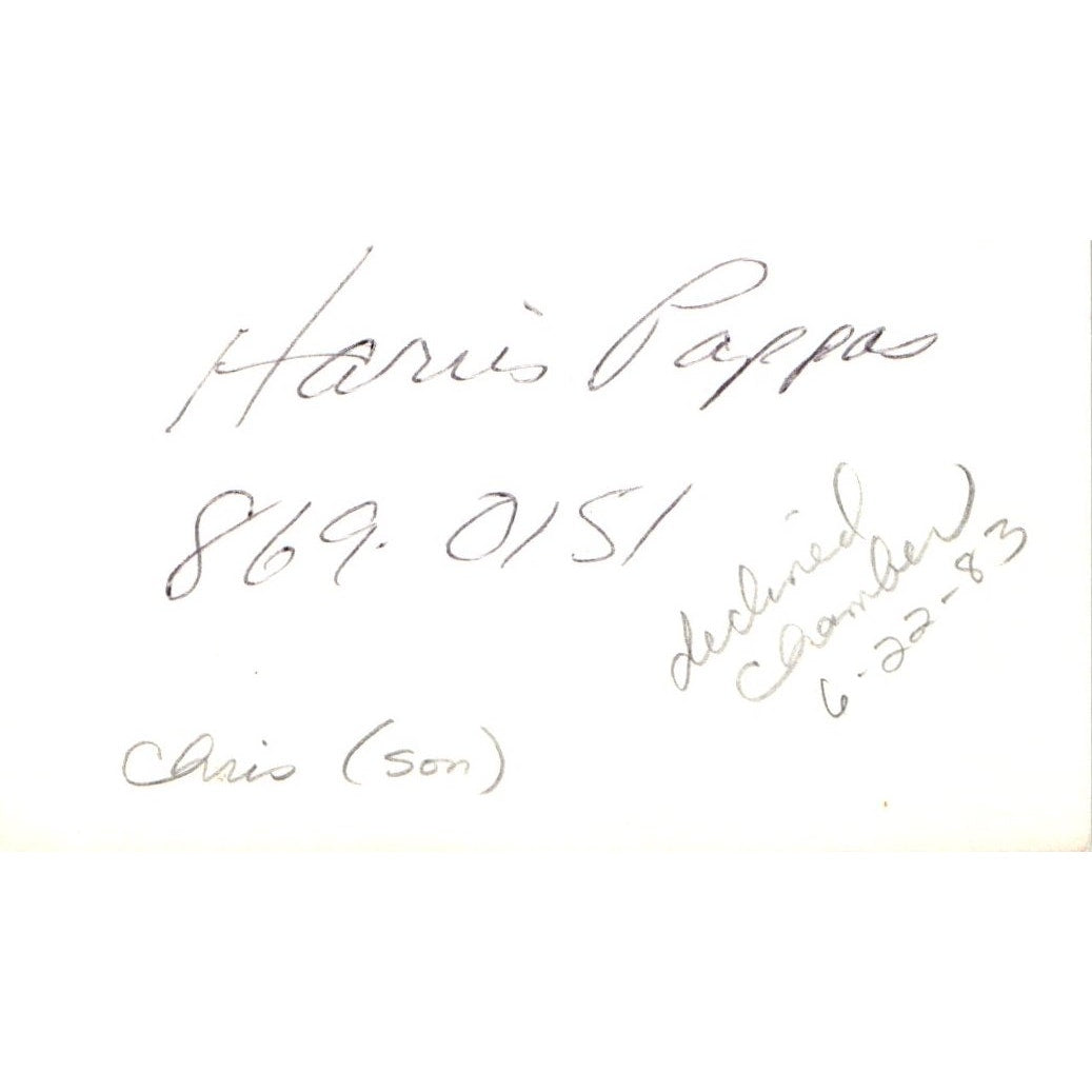 Pappas Seafood House Vintage Business Card SD8-B6