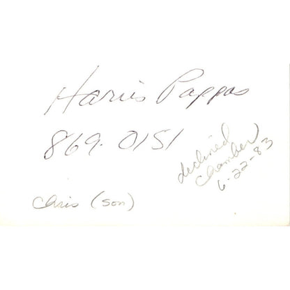 Pappas Seafood House Vintage Business Card SD8-B6