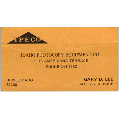 Gary D Lee Idaho Photocopy Equipment Co Boise IPECO Vintage Business Card SE3-B3