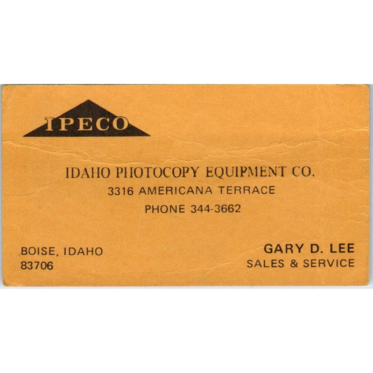 Gary D Lee Idaho Photocopy Equipment Co Boise IPECO Vintage Business Card SE3-B3