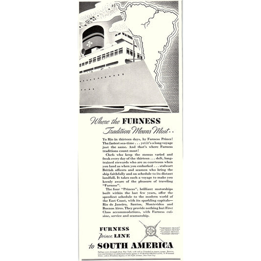 Furness Prince Line to South America 1935 Ad V1-5