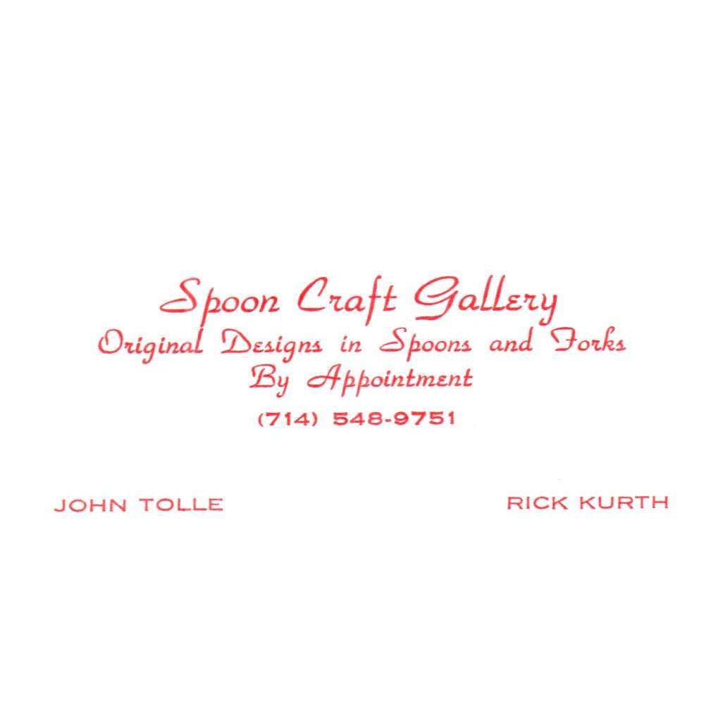 Vintage Spoon Craft Gallery John Tolle Rick Kurth CA Business Card SF3-B1