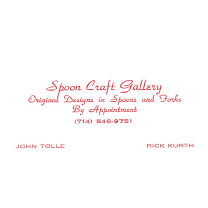 Vintage Spoon Craft Gallery John Tolle Rick Kurth CA Business Card SF3-B1