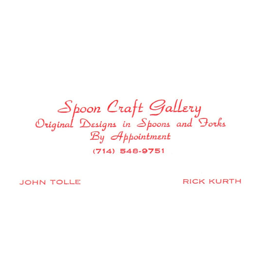 Vintage Spoon Craft Gallery John Tolle Rick Kurth CA Business Card SF3-B1