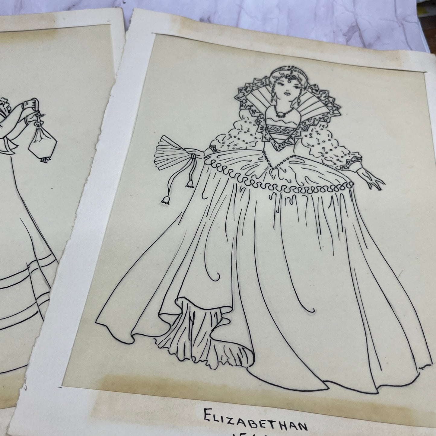 1940s Lot of 10 Period Fashion Sketches Winifred Schutsky Pratt Institute TC5