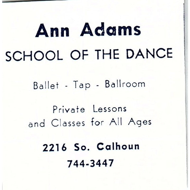 Ann Adams School of the Dance Fort Wayne Indiana 1964 Ad AG1-S13