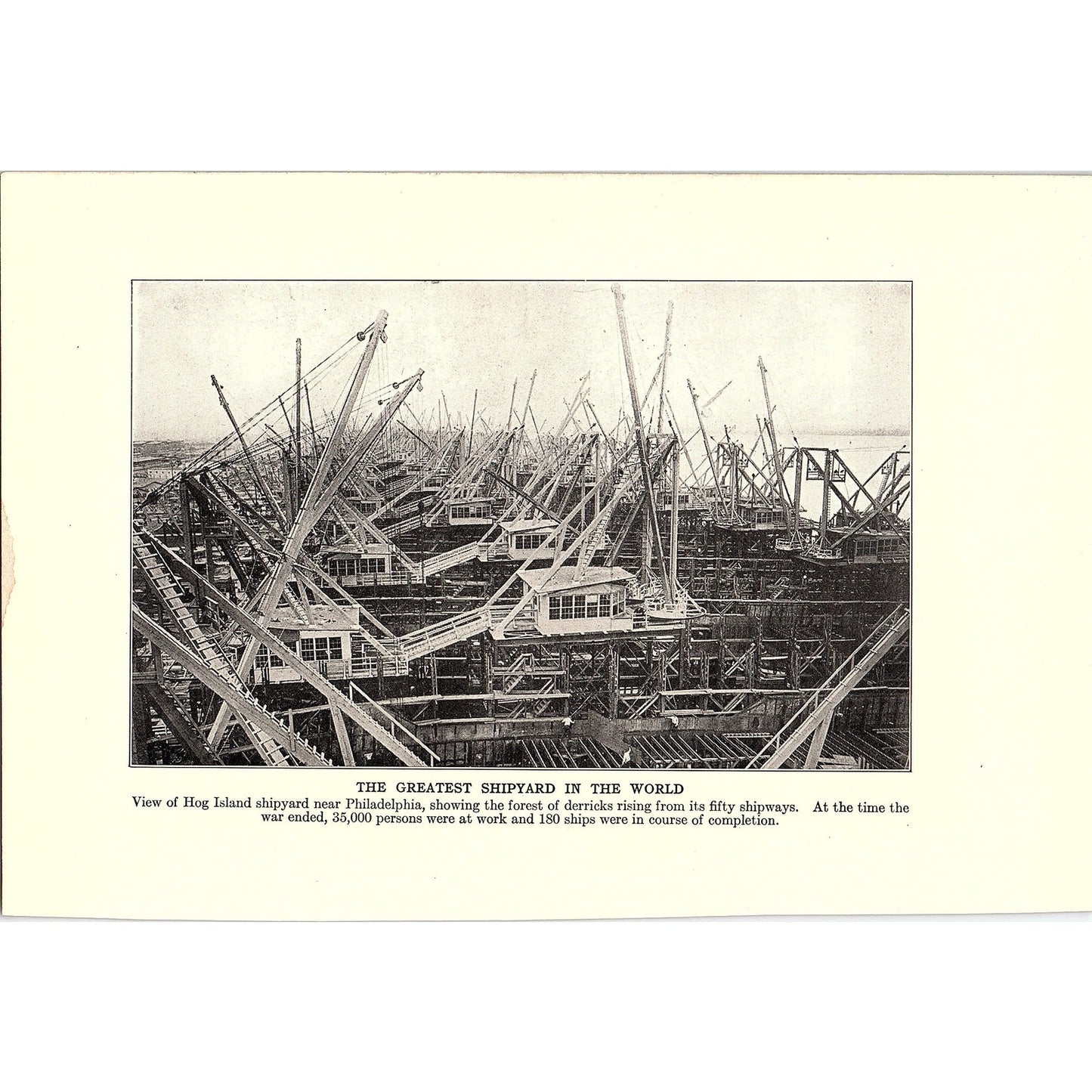 Hog Island Shipyard, Vaterland Leviathan Ship 1919 WWI Print AG1-1