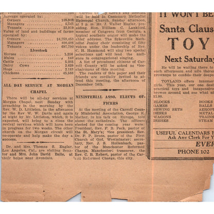 1930 Carroll County Court House Sketch by W.H. Keefer Newspaper Clipping D18