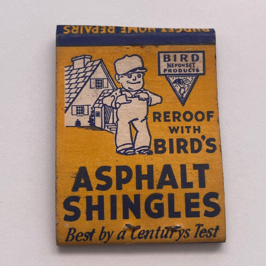 Bird's Asphalt Shingles, Grossman's Building Materials Matchbook Cover TB8-MB2-8