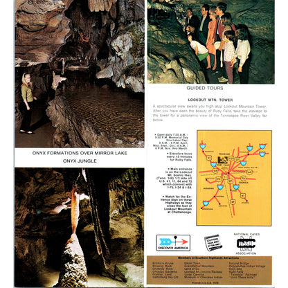 Vtg Ruby Falls Lookout Mountain Caves Chattanooga TN Fold Out Brochure TF4-B1