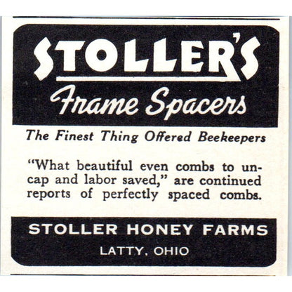 Stoller Honey Farms Frame Spacers Beekeeping Latty Ohio 1964 Magazine Ad AB6-S14