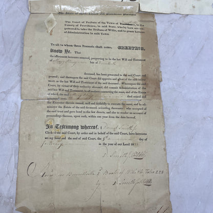 1833 Last Will and Testament of Mary Olney Burrillville RI, David Smith Jr AE6