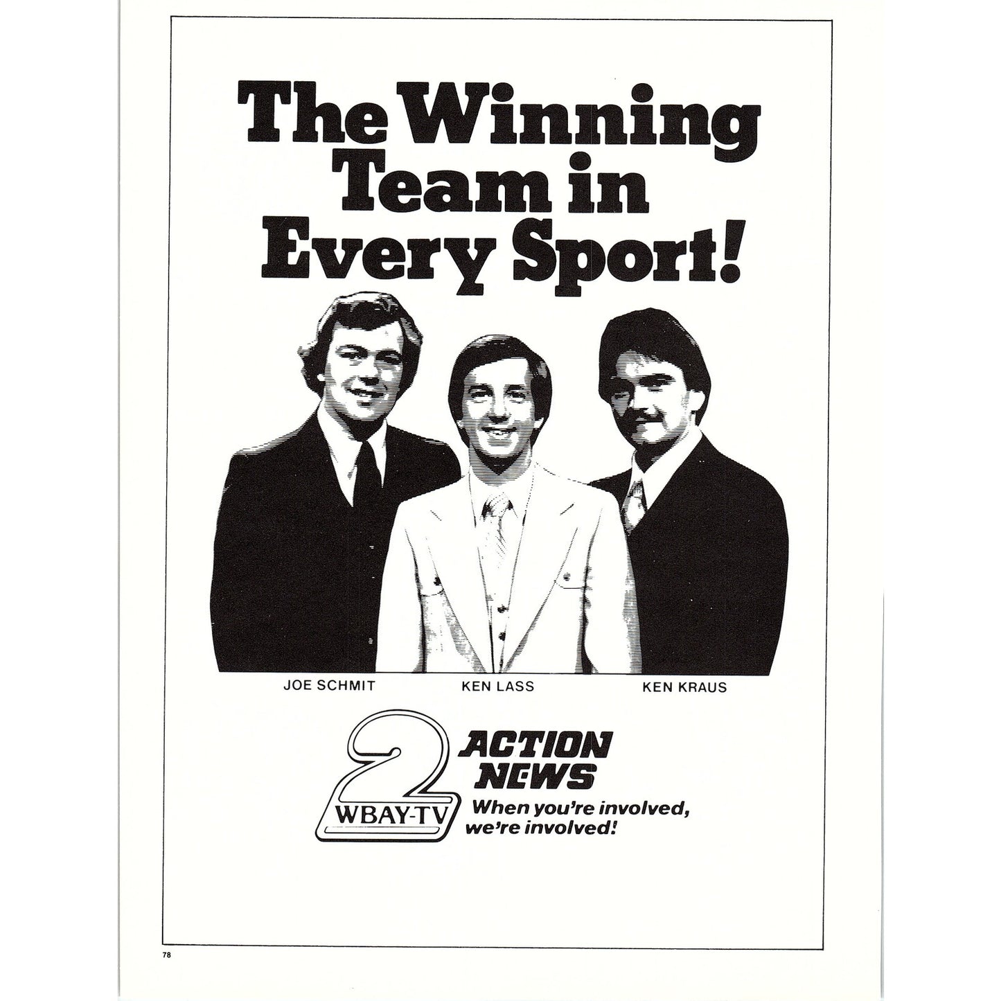 WBAY-TV Action News Joe Schmit Ken Lass Ken Kraus 8x11" 1981 Ad D26