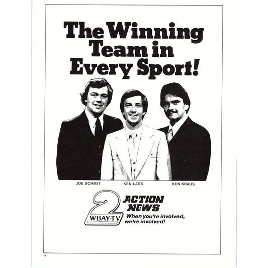 WBAY-TV Action News Joe Schmit Ken Lass Ken Kraus 8x11" 1981 Ad D26