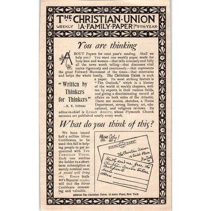 The Christian Union Family Paper 1892 Magazine Ad AB6-SL1