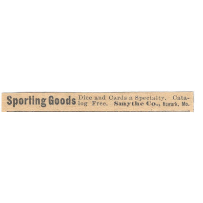 Sporting Goods Smythe Co Newark MO 1910 Magazine Ad AF1-SS7