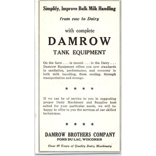 The James Leffel Springfield OH, Damrow Brothers Fond Du Lac WI 1953 Ad AE9-DC2