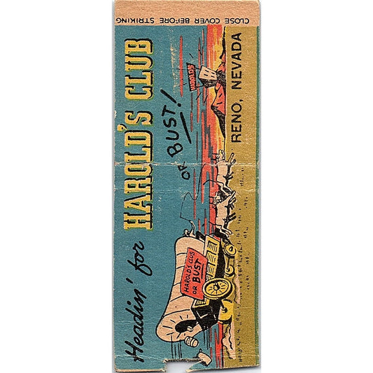 Harold's Club Reno NV Vintage Matchbook Cover SC7-Y8