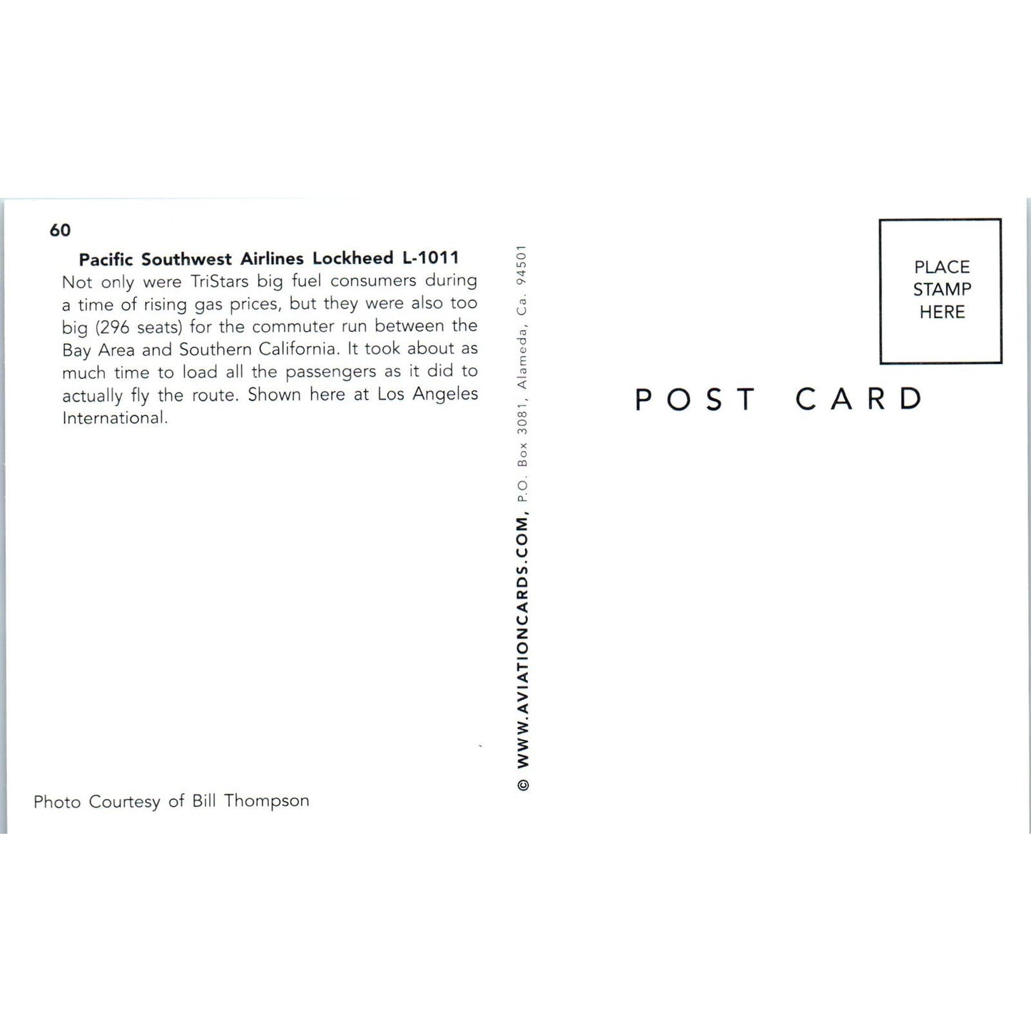 Pacific Southwest Airlines Lockheed L-1011 Vintage Postcard PC18