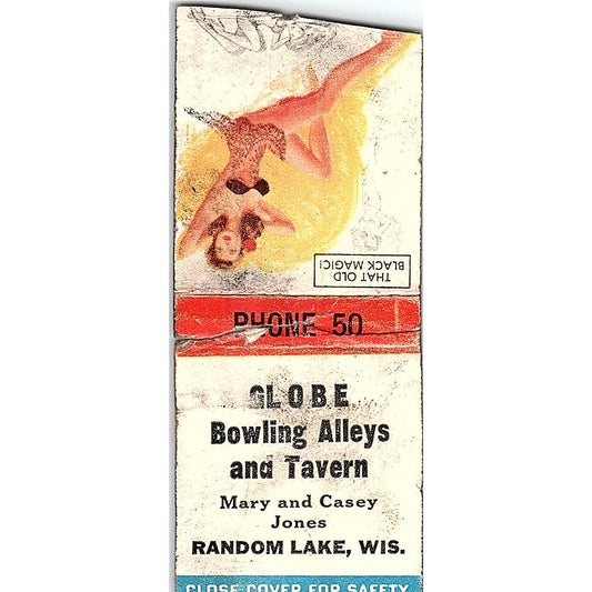 Globe Bowling Alley Mary & Casey Jones Random Lake Pinup Matchbook SC7-Y11