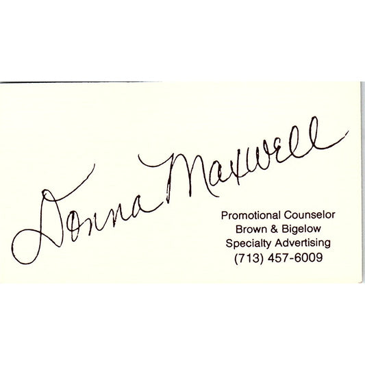 Donna Maxwell Brown & Bigelow Advertising Houston Vintage Business Card SE3-B16