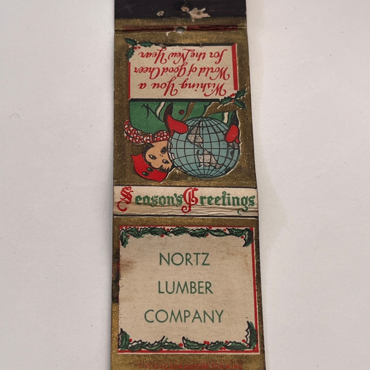 Nortz Lumber Company Christmas Vintage Matchbook Cover TB8-MB-15