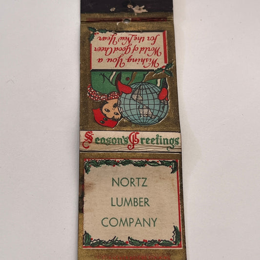 Nortz Lumber Company Christmas Vintage Matchbook Cover TB8-MB-15