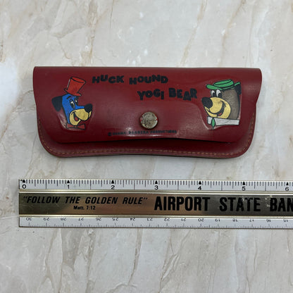 1960's Hanna Barbera Huck Hound Yogi Bear Child's Glasses Case Red TE9