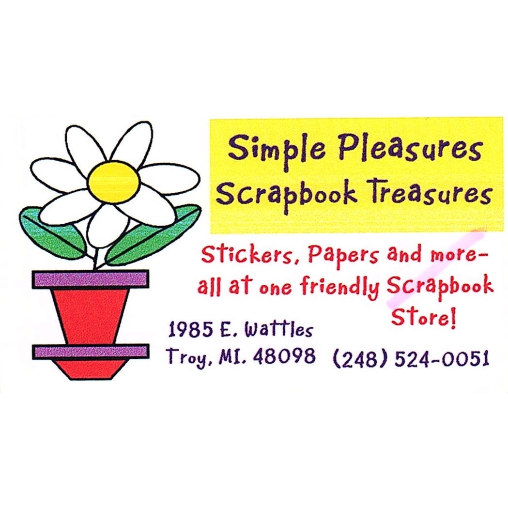Simple Pleasures ScrapBook Treasures Troy MI Vintage Business Card SC9-B11