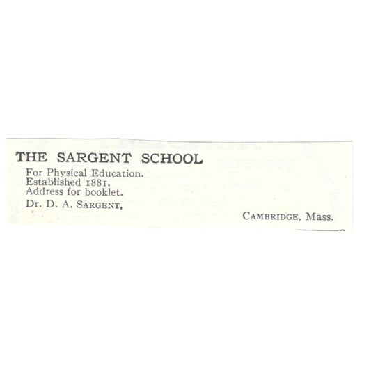 D.A. Sargent School for Physical Education Cambridge MA c1918 Ad AE5-SA11