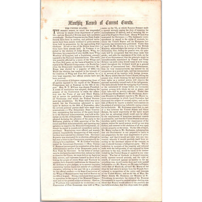 Fugitive Slave Law Repeal Monthly Current Events 2 Pages 1854 Article I19