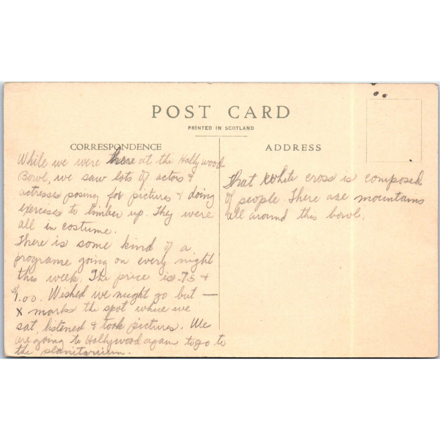 Sunrise Service in the Hollywood Bowl California Vintage Postcard PD10