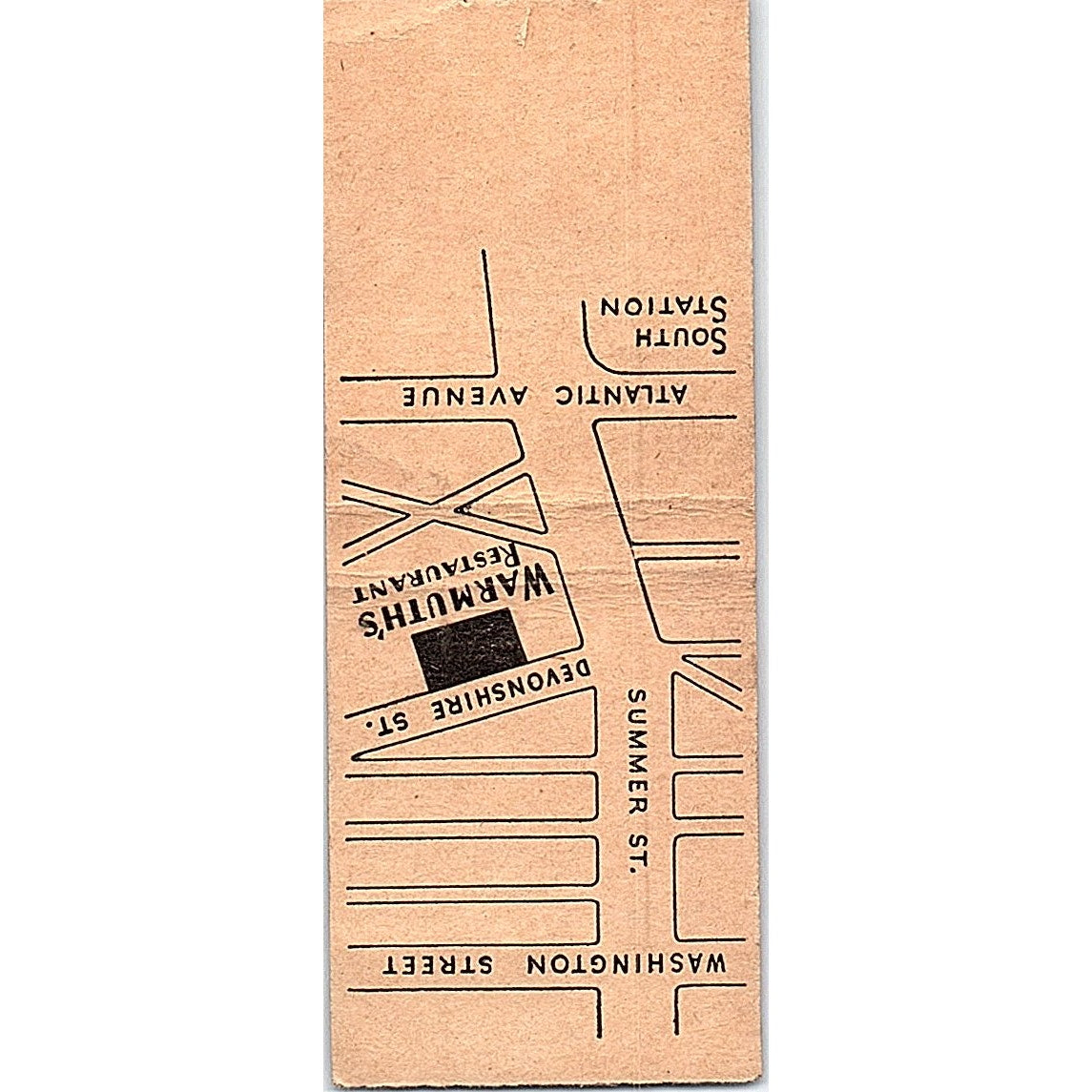 Warmuth's Restaurant 280 Devonshire St Boston Vintage Matchbook Cover SF3-Y5
