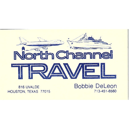 North Channel Travel Bobbie DeLeon Houston Texas Vintage Business Card SB4-B7