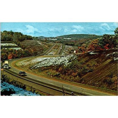 October Snow along Keystone Shortway PA Dutch Country Vintage Postcard PD4