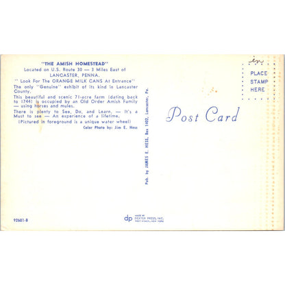 Lancaster The Amish Homestead Pennsylvania Dutch Country Postcard PD8